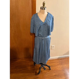 Women's Hell Bunny Vixen Blue White Polka Dot Dress 3X